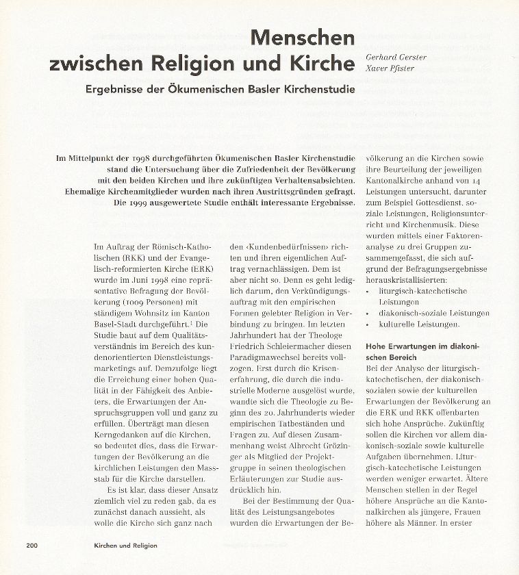 Menschen zwischen Religion und Kirche – Seite 1